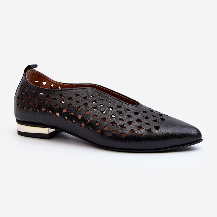 Zazoo 2883 Ballerine traforate in pelle naturale, nere nero 1