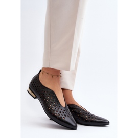 Zazoo 2883 Ballerine traforate in pelle naturale, nere nero 2
