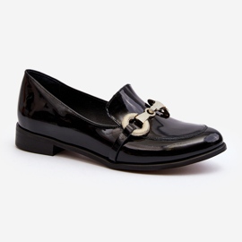 Zazoo 2880 Mocassini da donna in vernice con decorazione, Nero 1