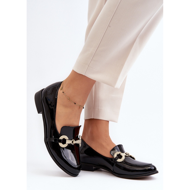 Zazoo 2880 Mocassini da donna in vernice con decorazione, Nero 2