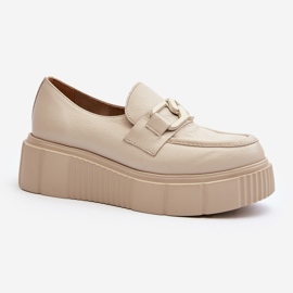 Zazoo 20101 Scarpe con plateau in pelle alla moda, beige chiaro 1