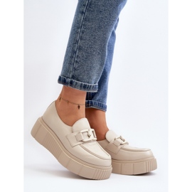 Zazoo 20101 Scarpe con plateau in pelle alla moda, beige chiaro 2
