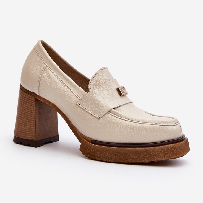 Zazoo 20169 Scarpe con tacco alto in pelle beige 1
