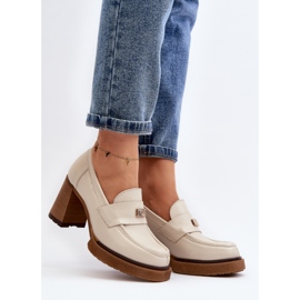 Zazoo 20169 Scarpe con tacco alto in pelle beige 2