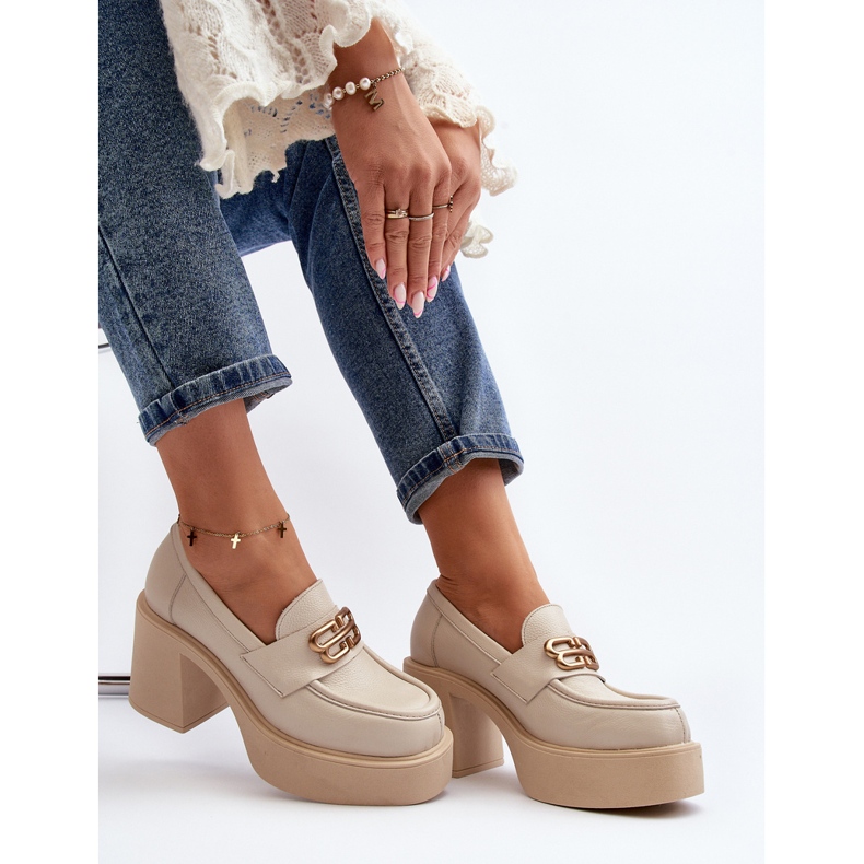 Zazoo 20170 Scarpe da Donna in Pelle con Tacco Alto Beige Chiaro 1