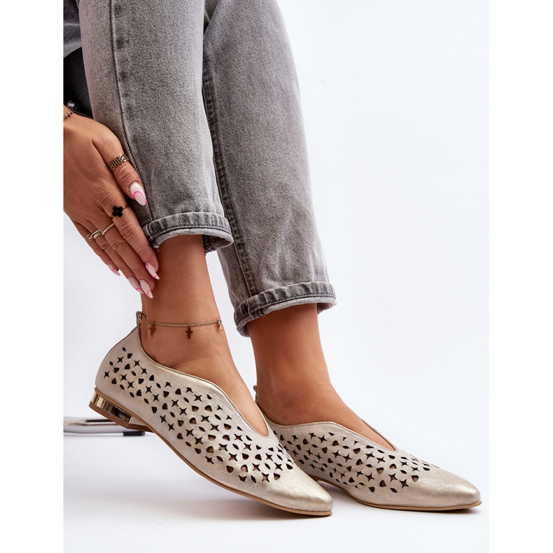 Zazoo 2883 Ballerine Traforate in Pelle Naturale, Oro d'oro 1