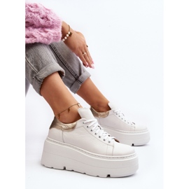 Zazoo 10165 Scarpe sportive da donna su una piattaforma massiccia, bianche bianco 1