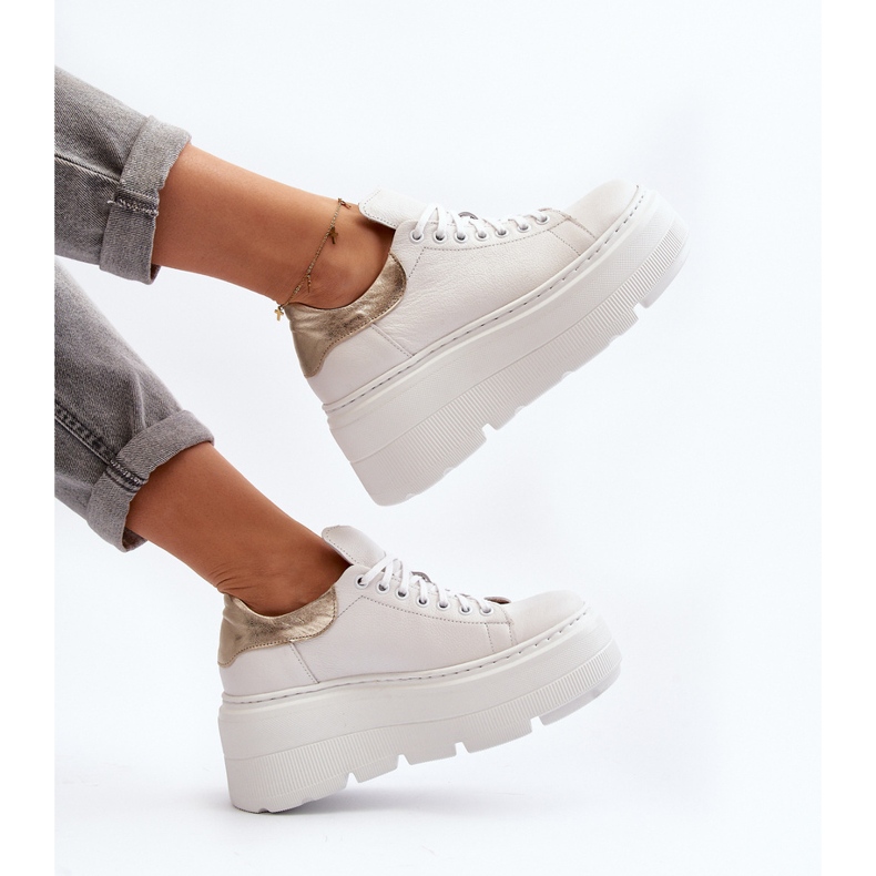 Zazoo 10165 Scarpe sportive da donna su una piattaforma massiccia, bianche bianco 2