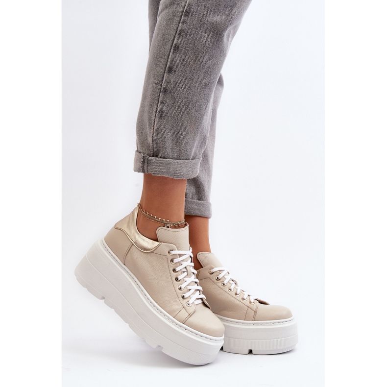 Zazoo 10165 Scarpe sportive da donna su una piattaforma massiccia, Beige 1