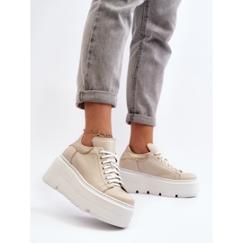 Zazoo 10165 Scarpe sportive da donna su una piattaforma massiccia, Beige 2