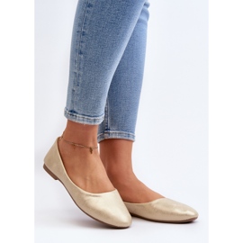 Ballerine classiche in pelle Stacee color oro d'oro 2