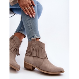 Zazoo 3430 Stivaletti da Donna in Camoscio con Frange Cappuccino beige 2
