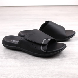 Ciabatte da uomo in pelle ecologica con velcro, nere Big Star LL174603 nero 1
