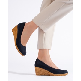 Décolleté con zeppa blu navy 1