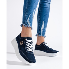 Scarpe sportive in pelle blu navy 1