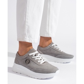 Scarpe sportive in pelle grigia grigio 2