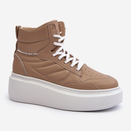 Zazoo 3392/X Scarpe Sportive in Pelle da Donna con Plateau, Beige 2