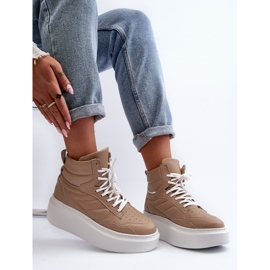Zazoo 3392/X Scarpe Sportive in Pelle da Donna con Plateau, Beige 1