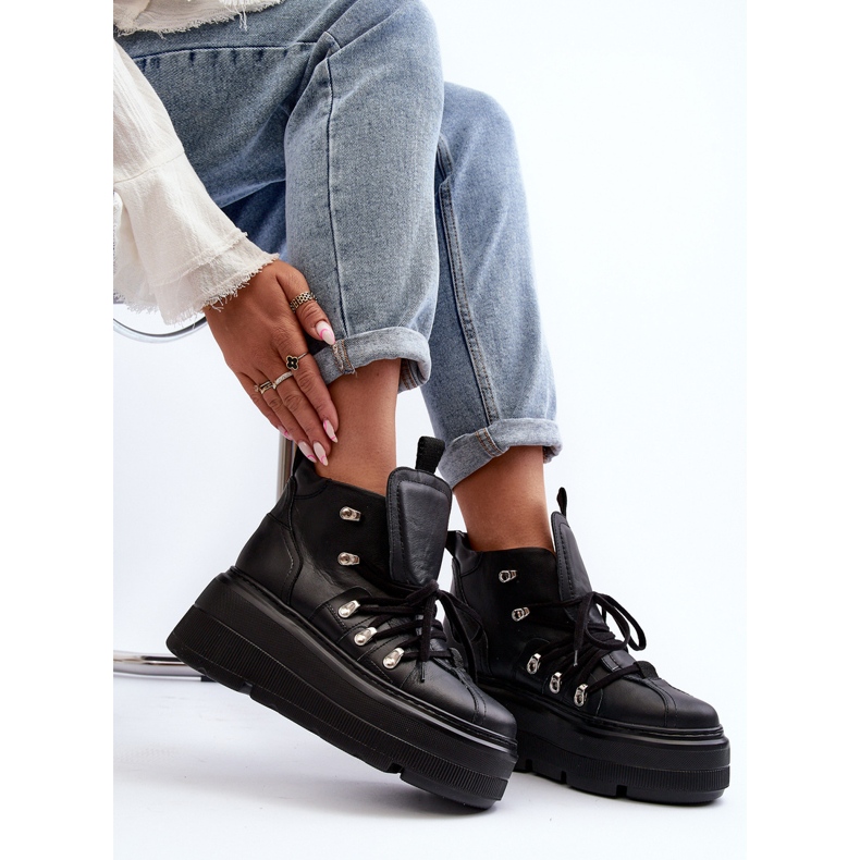 Scarpe sportive da donna in pelle Zazoo 3416 Nere nero 1