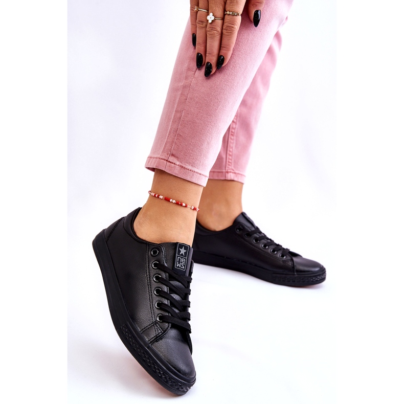 News Sneaker nere classiche in pelle in pelle da donna nero 3