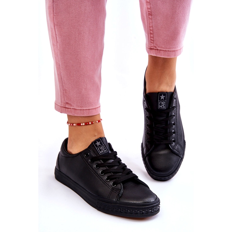 News Sneaker nere classiche in pelle in pelle da donna nero 5