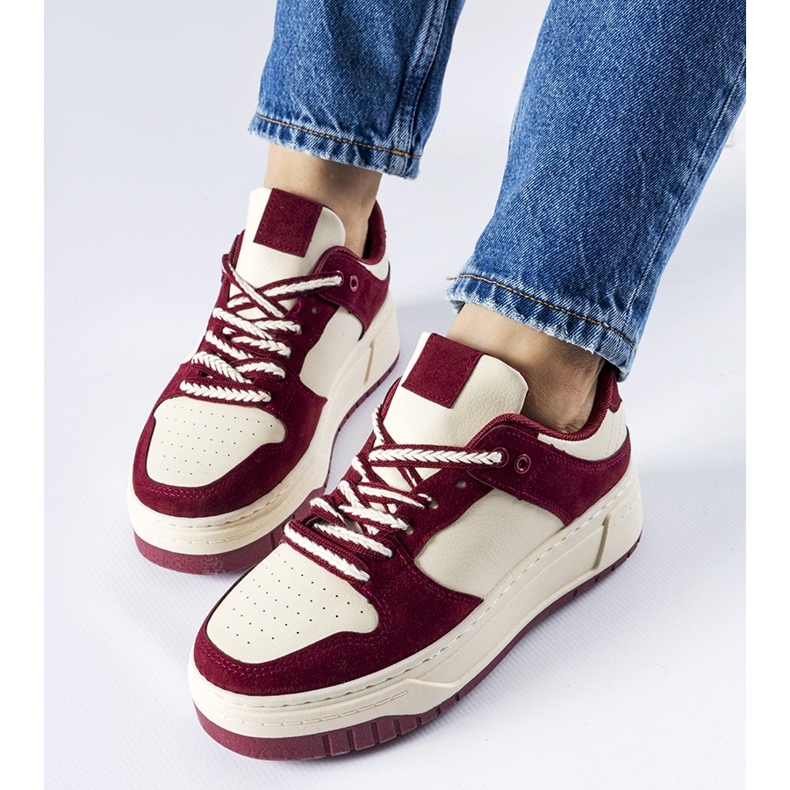 Sneakers bordeaux sulla piattaforma Crim rosso 1