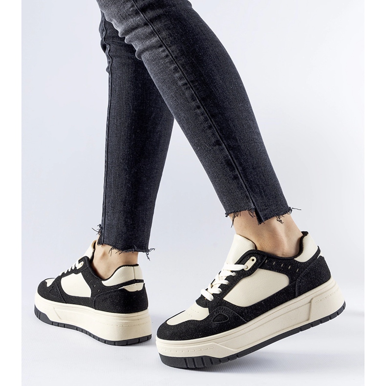 Sneaker Pomona con plateau bianche e nere nero 1