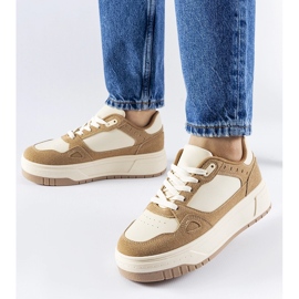 Sneaker Pomona con plateau beige e bianca 1