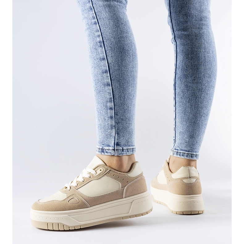 Sneakers platform Pomona beige chiaro 1