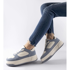 Sneaker Pomona con plateau blu e bianche 1