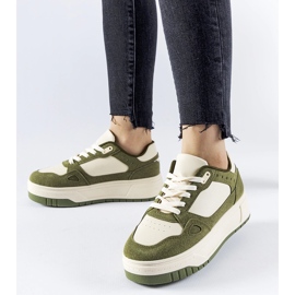Sneaker Pomona con plateau verde e bianca 1