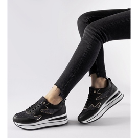 Sneakers nere con plateau Inès nero 1