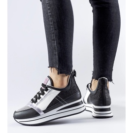 Sneakers nere glitterate sulla piattaforma Marcè nero 1