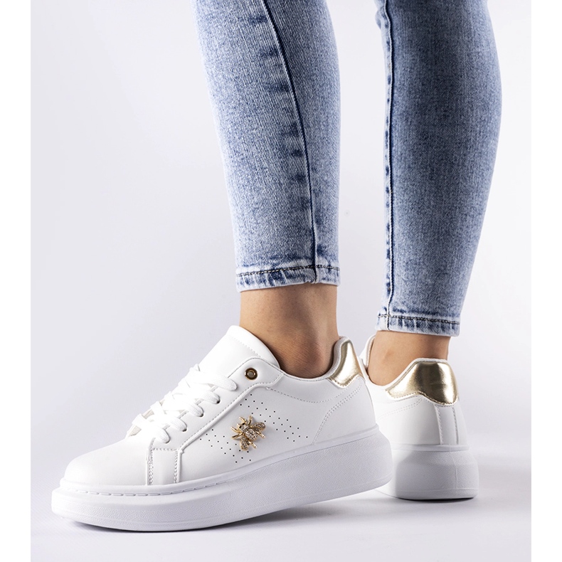Sneakers bianche con applicazione Fairfax in zirconi bianco 1