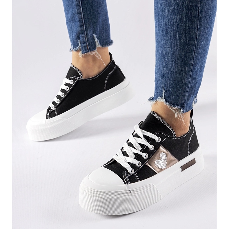 Sneaker Lawton con plateau nera e argento nero 2