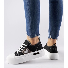 Sneaker Lawton con plateau nera e argento nero 1