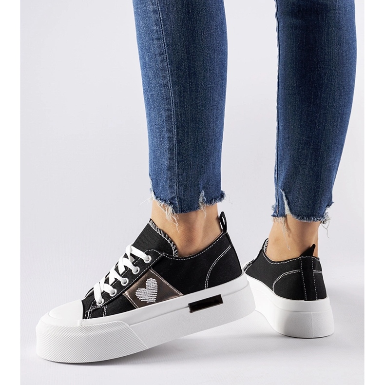 Sneaker Lawton con plateau nera e argento nero 1
