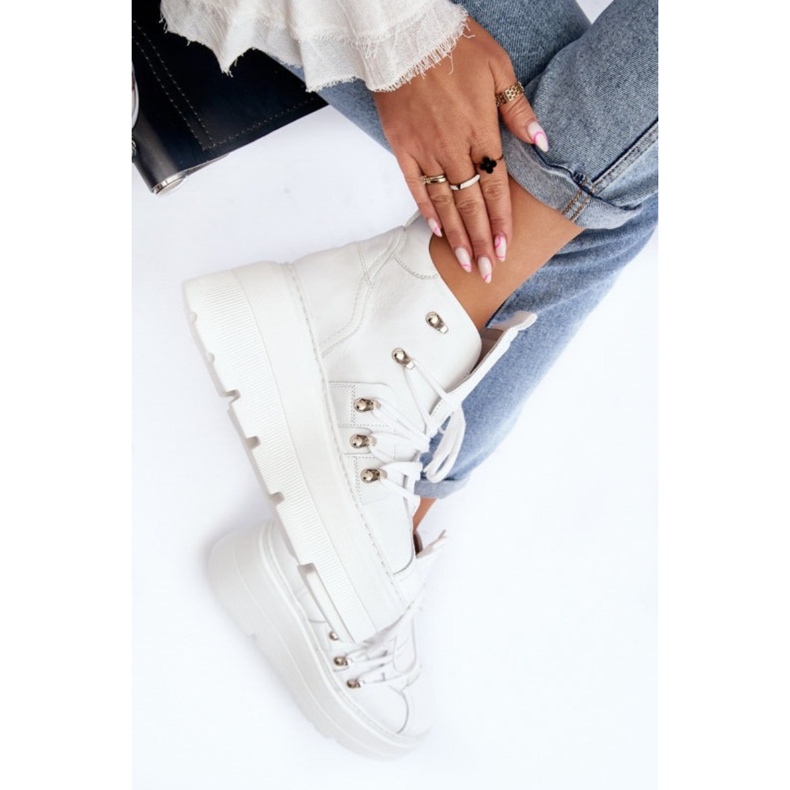 Scarpe sportive da donna in pelle Zazoo 3416 bianche bianco 1