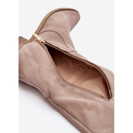 Zazoo 3427 Stivali da cowboy in pelle scamosciata cappuccino da donna beige 2