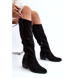 Zazoo 3427 Stivali da cowboy in pelle scamosciata da donna Neri nero 1
