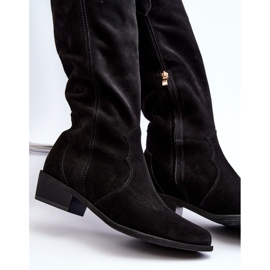 Zazoo 3427 Stivali da cowboy in pelle scamosciata da donna Neri nero 2