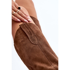 Zazoo 3427 Stivali da cowboy in pelle scamosciata da donna, Marrone 1