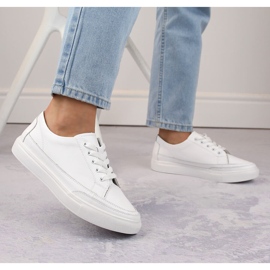 Scarpe sportive da donna in pelle, bianche Sergio Leone SP016 bianca 2