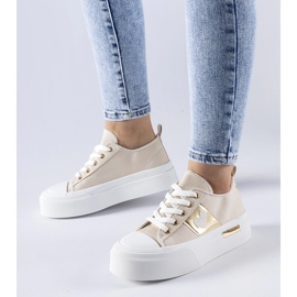 Sneaker Lawton con plateau beige e oro 1