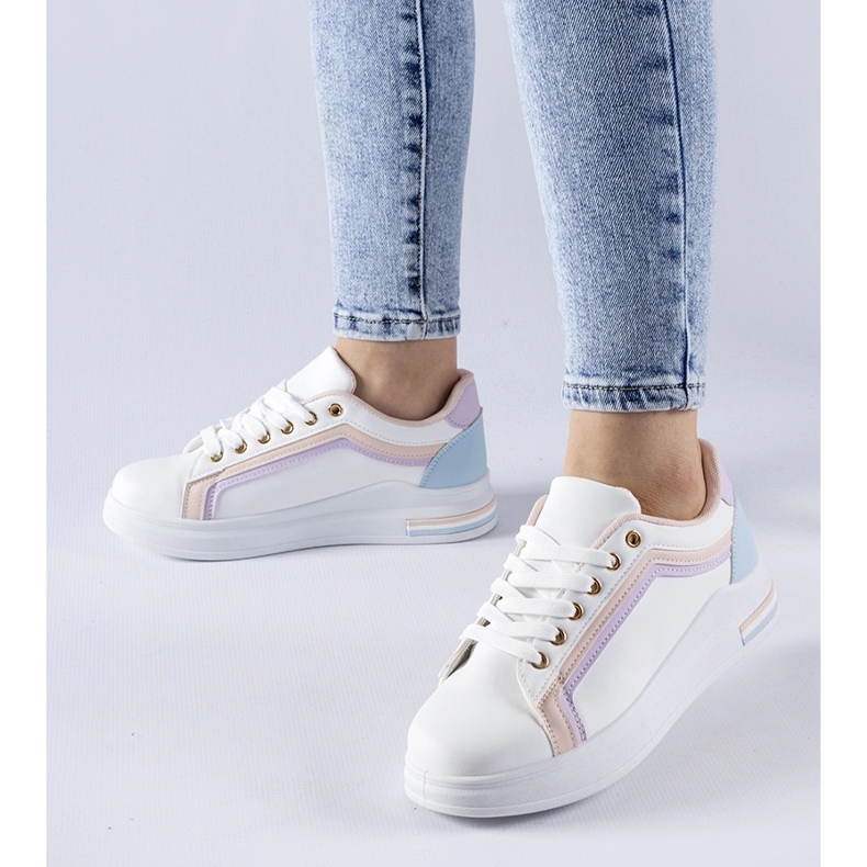 Sneakers con plateau Mayfield bianche e rosa bianco 1