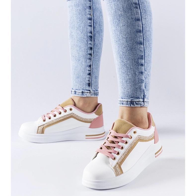Sneakers con plateau Mayfield bianche e rosa bianca 1
