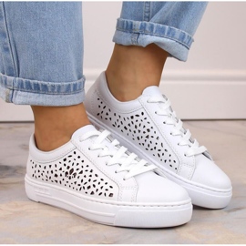 Rieker W RKR641 comode scarpe bianche in pelle bianca 2