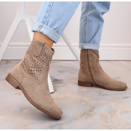 Stivali in pelle scamosciata di S.Barski W OLI243, beige 2