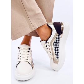 Sneakers pied de poule da donna Volyne BEIGE/COFFEE bianca 1