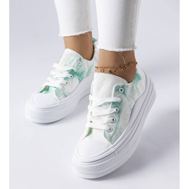 Sneakers con plateau bianche e verdi di Rocheleau bianco 1